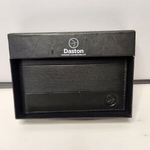 daston mens leather rfid black bifold wallet new in box buffalo leather